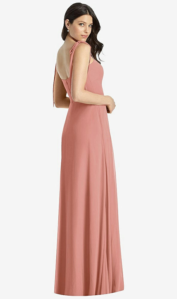 Back View - Desert Rose Tie-Shoulder Chiffon Maxi Dress with Front Slit