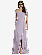 Front View Thumbnail - Lilac Haze Tie-Shoulder Chiffon Maxi Dress with Front Slit