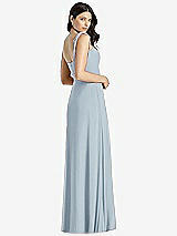 Rear View Thumbnail - Mist Tie-Shoulder Chiffon Maxi Dress with Front Slit