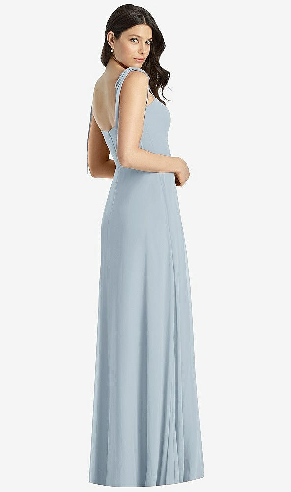 Back View - Mist Tie-Shoulder Chiffon Maxi Dress with Front Slit