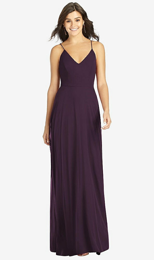 Front View - Aubergine Criss Cross Back A-Line Maxi Dress