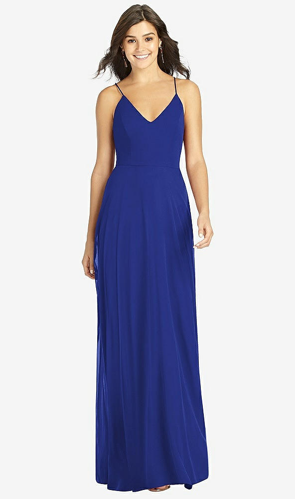 Front View - Cobalt Blue Criss Cross Back A-Line Maxi Dress