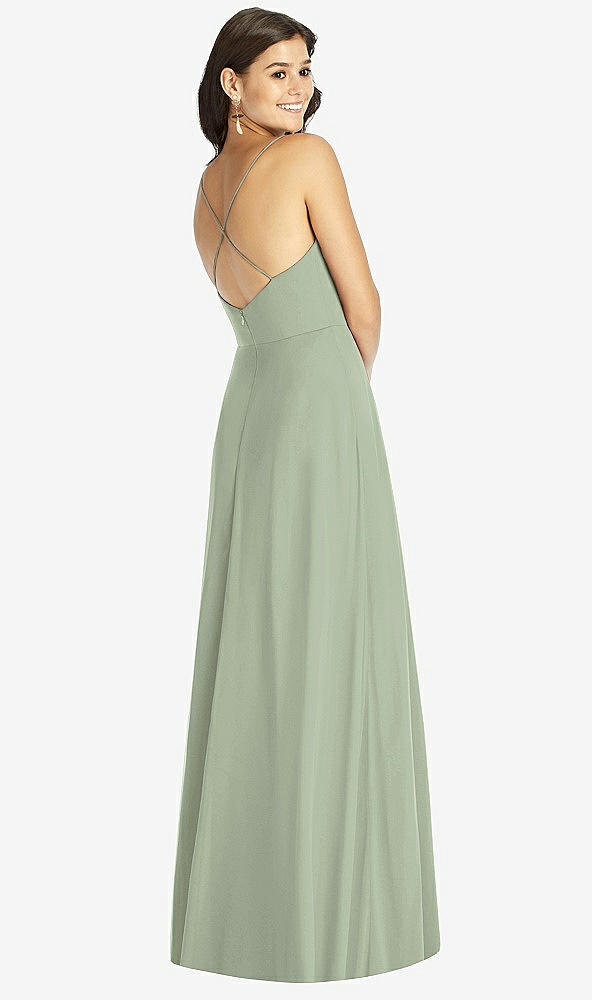 Back View - Sage Criss Cross Back A-Line Maxi Dress