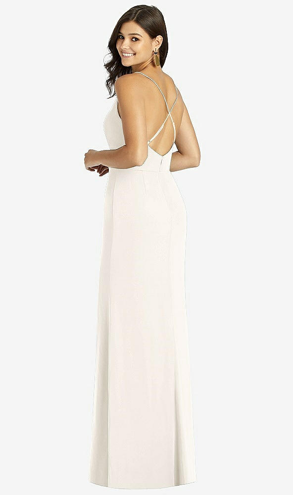 Back View - Ivory Criss Cross Back Mermaid Wrap Dress