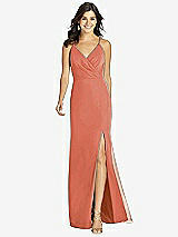 Front View Thumbnail - Terracotta Copper Criss Cross Back Mermaid Wrap Dress