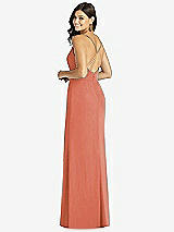 Rear View Thumbnail - Terracotta Copper Criss Cross Back Mermaid Wrap Dress