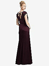 Rear View Thumbnail - Bordeaux Cap Sleeve Blouson Faux Wrap Dress