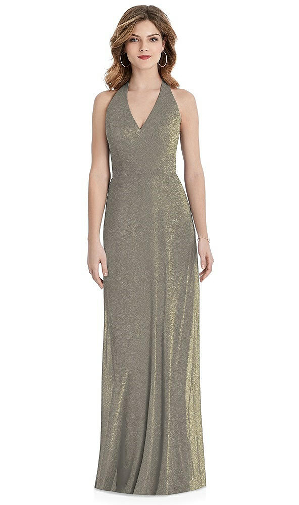 Front View - Mocha Gold After Six Shimmer Bridesmaid Dress 1516LS