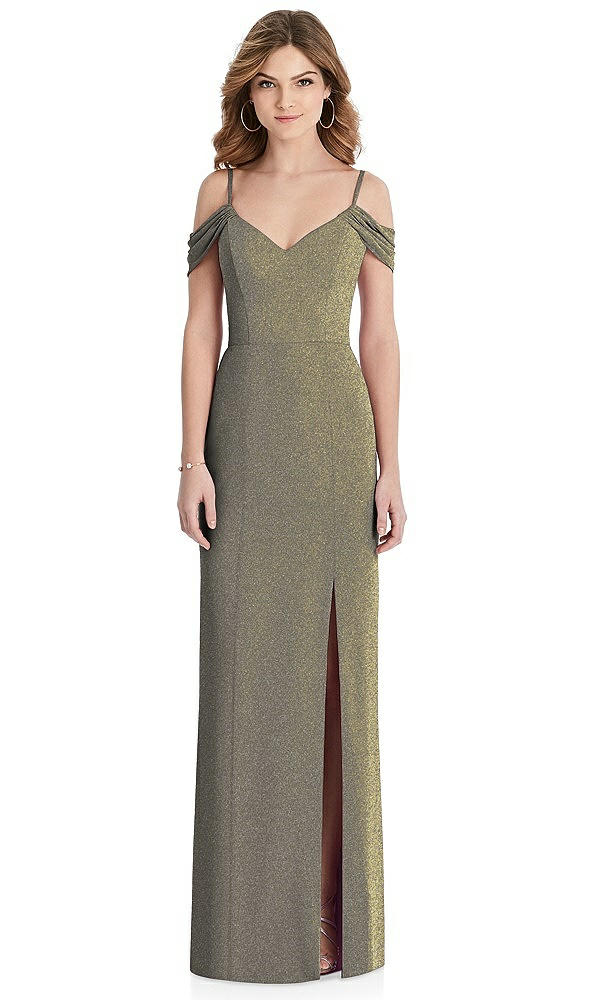 Front View - Mocha Gold After Six Shimmer Bridesmaid Dress 1517LS