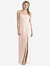 Rear View Thumbnail - Blush Cowl-Back Double Strap Maxi Dress with Side Slit