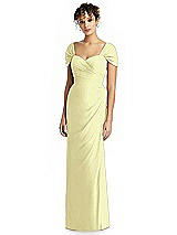 Alt View 1 Thumbnail - Butter Yellow Draped Off-the-Shoulder Maxi Dress with Shirred Streamer