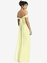 Rear View Thumbnail - Butter Yellow Draped Off-the-Shoulder Maxi Dress with Shirred Streamer