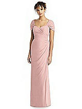 Alt View 1 Thumbnail - Rose Draped Off-the-Shoulder Maxi Dress with Shirred Streamer