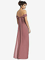 Rear View Thumbnail - Rosewood Draped Off-the-Shoulder Maxi Dress with Shirred Streamer