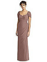 Alt View 1 Thumbnail - Sienna Draped Off-the-Shoulder Maxi Dress with Shirred Streamer