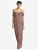 Front View Thumbnail - Sienna Draped Off-the-Shoulder Maxi Dress with Shirred Streamer