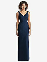 Rear View Thumbnail - Midnight Navy Sleeveless Tie Back Chiffon Trumpet Gown