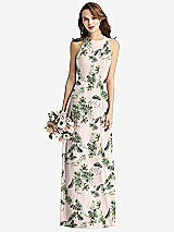 Front View Thumbnail - Palm Beach Print Sleeveless Halter Chiffon Maxi Dress