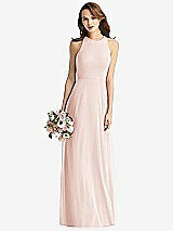 Front View Thumbnail - Blush Sleeveless Halter Chiffon Maxi Dress