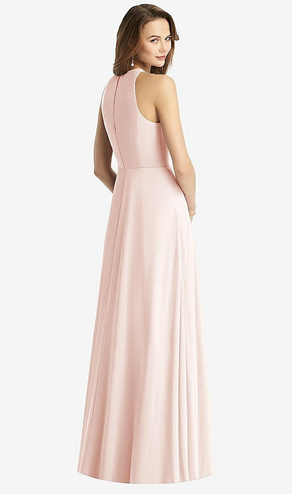 Back View - Blush Sleeveless Halter Chiffon Maxi Dress