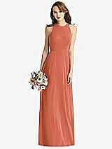 Front View Thumbnail - Terracotta Copper Sleeveless Halter Chiffon Maxi Dress