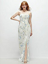 Front View Thumbnail - Bleu Garden Tie-Back Cutout Trumpet Gown with Front Slit