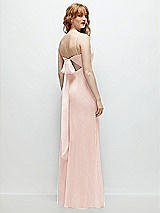 Alt View 1 Thumbnail - Blush Tie-Back Cutout Trumpet Gown with Front Slit