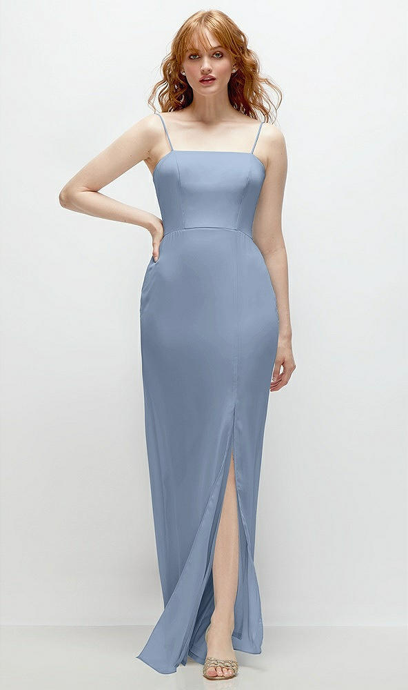 Front View - Cloudy Tie-Back Cutout Trumpet Gown with Front Slit