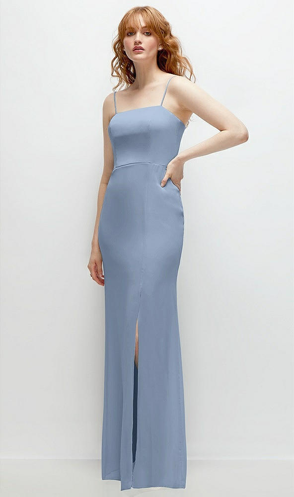 Back View - Cloudy Tie-Back Cutout Trumpet Gown with Front Slit