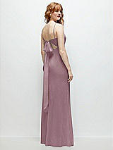 Alt View 1 Thumbnail - Dusty Rose Tie-Back Cutout Trumpet Gown with Front Slit