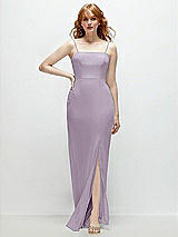 Front View Thumbnail - Lilac Haze Tie-Back Cutout Trumpet Gown with Front Slit