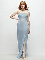 Front View Thumbnail - Mist Tie-Back Cutout Trumpet Gown with Front Slit