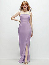 Front View Thumbnail - Pale Purple Tie-Back Cutout Trumpet Gown with Front Slit