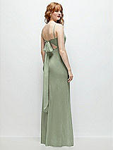 Alt View 1 Thumbnail - Sage Tie-Back Cutout Trumpet Gown with Front Slit