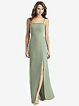 Alt View 2 Thumbnail - Sage Tie-Back Cutout Trumpet Gown with Front Slit