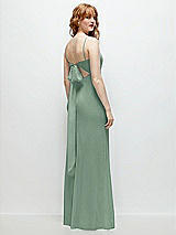 Alt View 1 Thumbnail - Seagrass Tie-Back Cutout Trumpet Gown with Front Slit