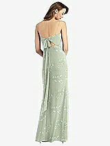 Alt View 3 Thumbnail - Vintage Primrose Sage Tie-Back Cutout Trumpet Gown with Front Slit