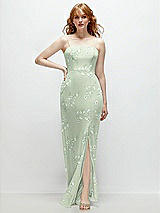 Front View Thumbnail - Vintage Primrose Sage Tie-Back Cutout Trumpet Gown with Front Slit