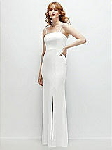 Rear View Thumbnail - White Tie-Back Cutout Trumpet Gown with Front Slit