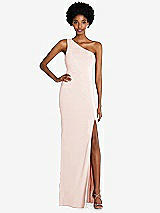 Front View Thumbnail - Blush One-Shoulder Chiffon Trumpet Gown