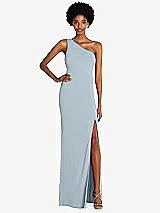 Front View Thumbnail - Mist One-Shoulder Chiffon Trumpet Gown