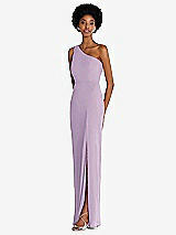 Side View Thumbnail - Pale Purple One-Shoulder Chiffon Trumpet Gown