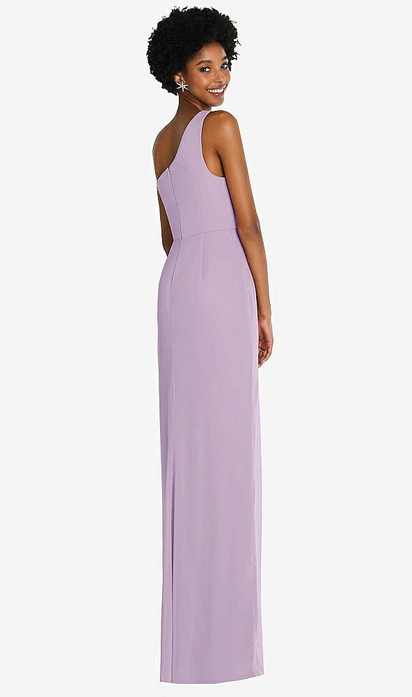 Back View - Pale Purple One-Shoulder Chiffon Trumpet Gown