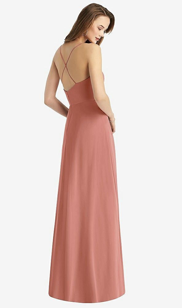 Back View - Desert Rose Cowl Neck Criss Cross Back Maxi Dress