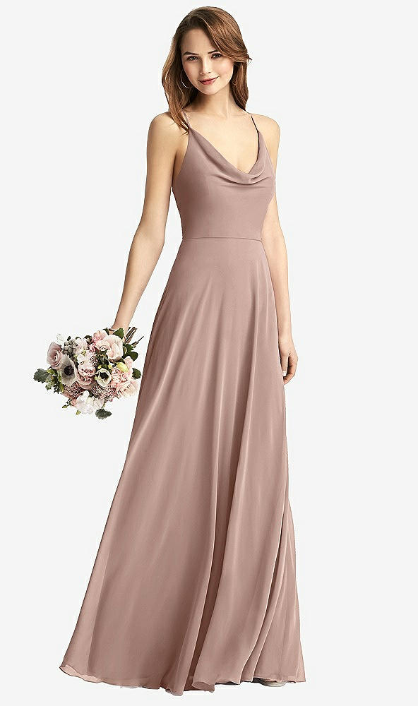 Front View - Neu Nude Cowl Neck Criss Cross Back Maxi Dress