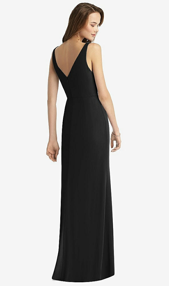 Back View - Black Sleeveless V-Back Long Trumpet Gown