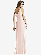 Rear View Thumbnail - Blush Sleeveless V-Back Long Trumpet Gown