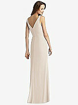 Rear View Thumbnail - Oat Sleeveless V-Back Long Trumpet Gown