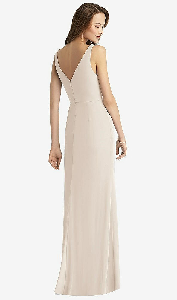 Back View - Oat Sleeveless V-Back Long Trumpet Gown