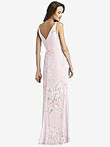 Rear View Thumbnail - Watercolor Print Sleeveless V-Back Long Trumpet Gown